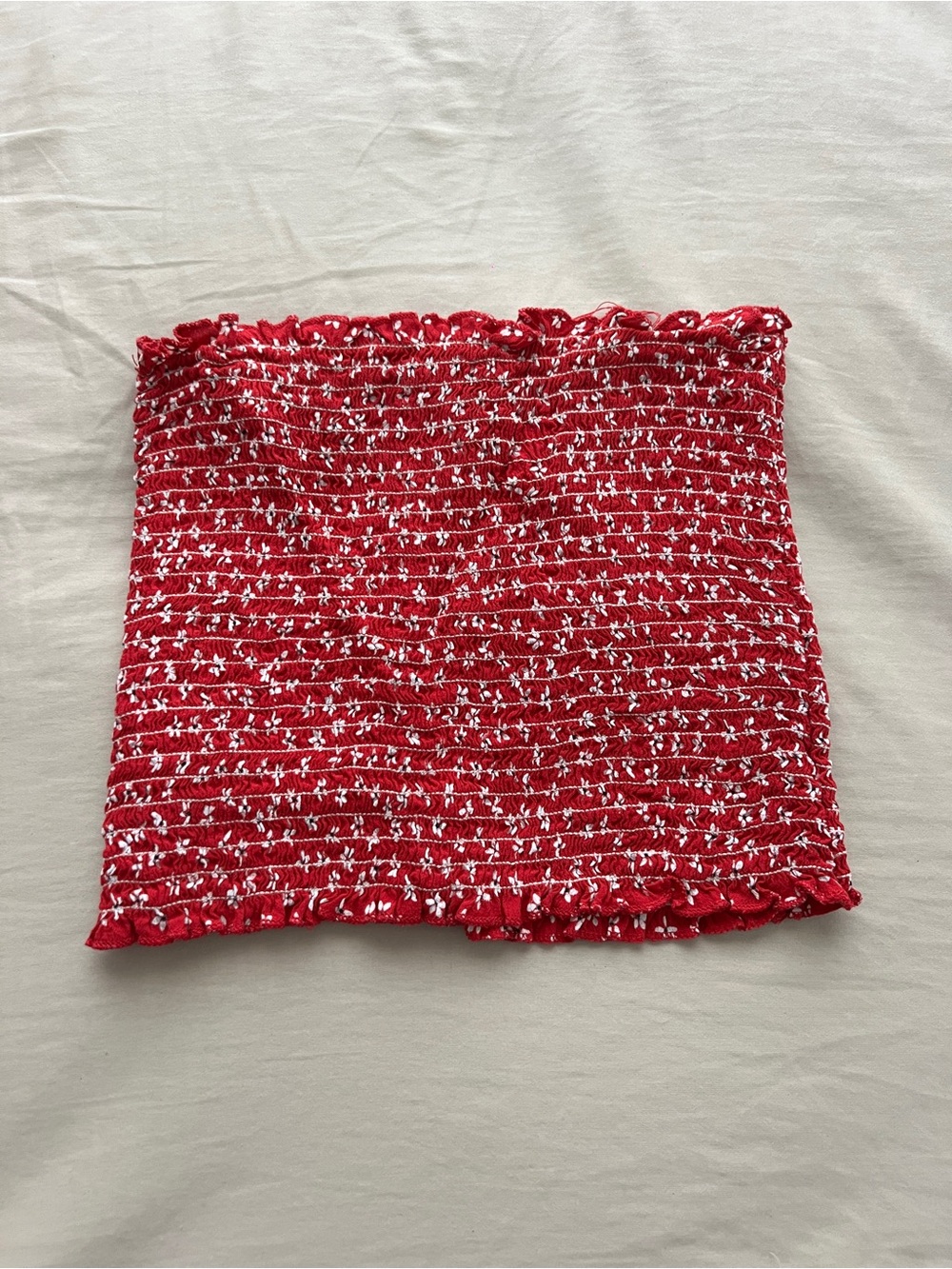 Brandy Melville Red Floral Smocked Tube Top